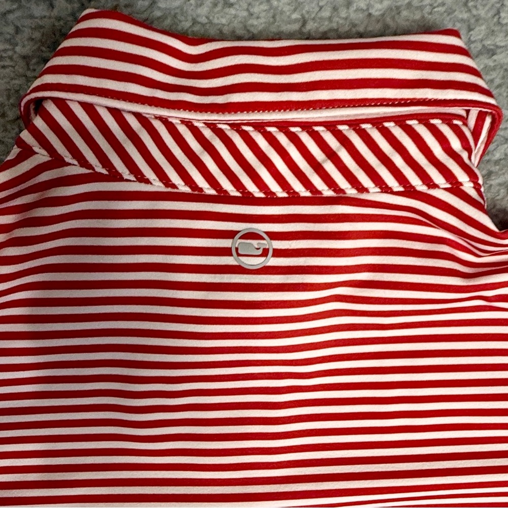 Vineyard Vines Red and White Striped Kids Sankaty Performance Polo - Picture 5 of 5
